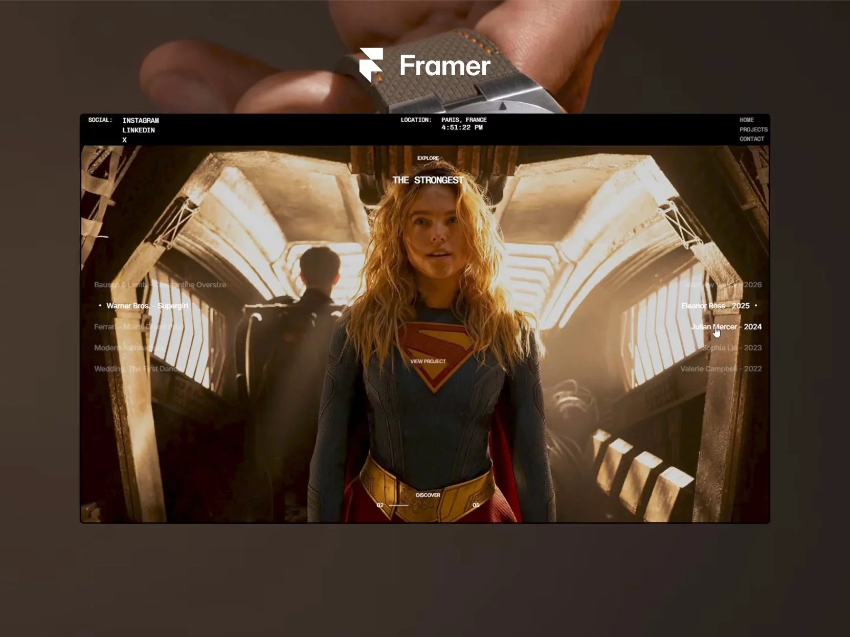 The Strongest — Free Portfolio Website Template by Mr. Cosmos — Free Portfolio Template for Framer by Mr. Cosmos preview
