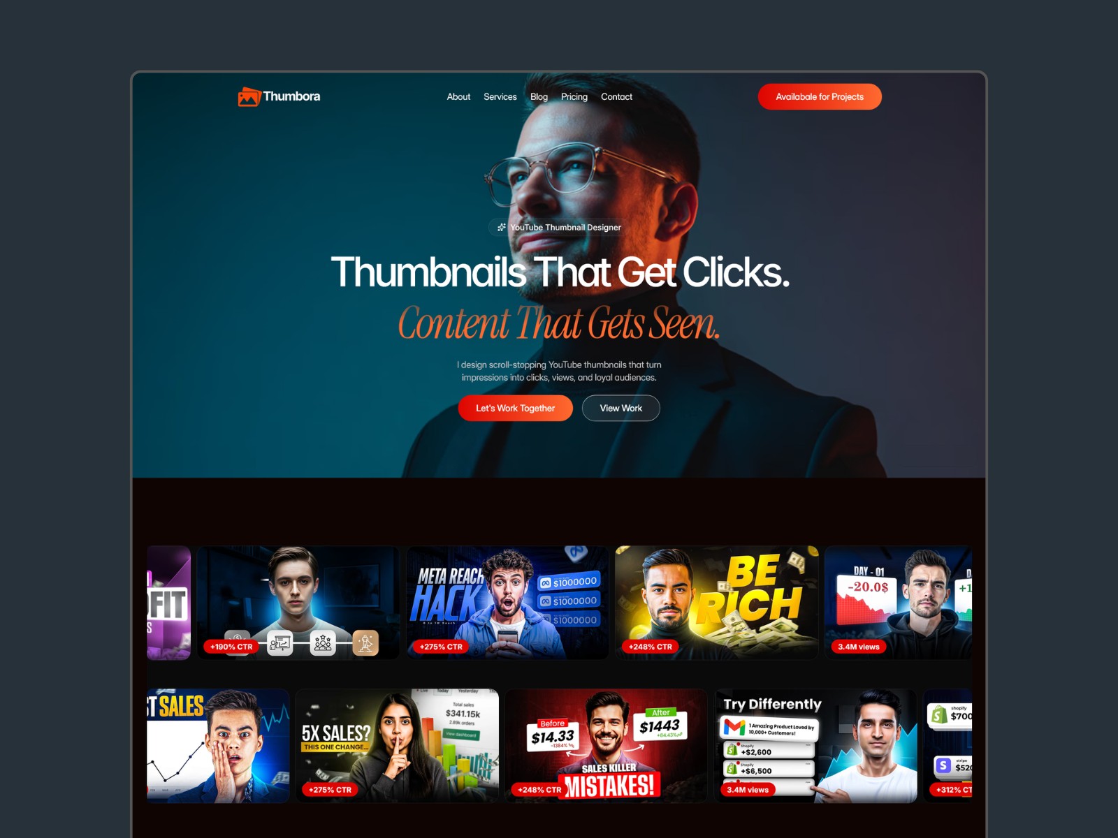 Thumbora — Free Portfolio Website Template by Tanvir Hossain — Free Portfolio Template for Framer by Tanvir Hossain preview