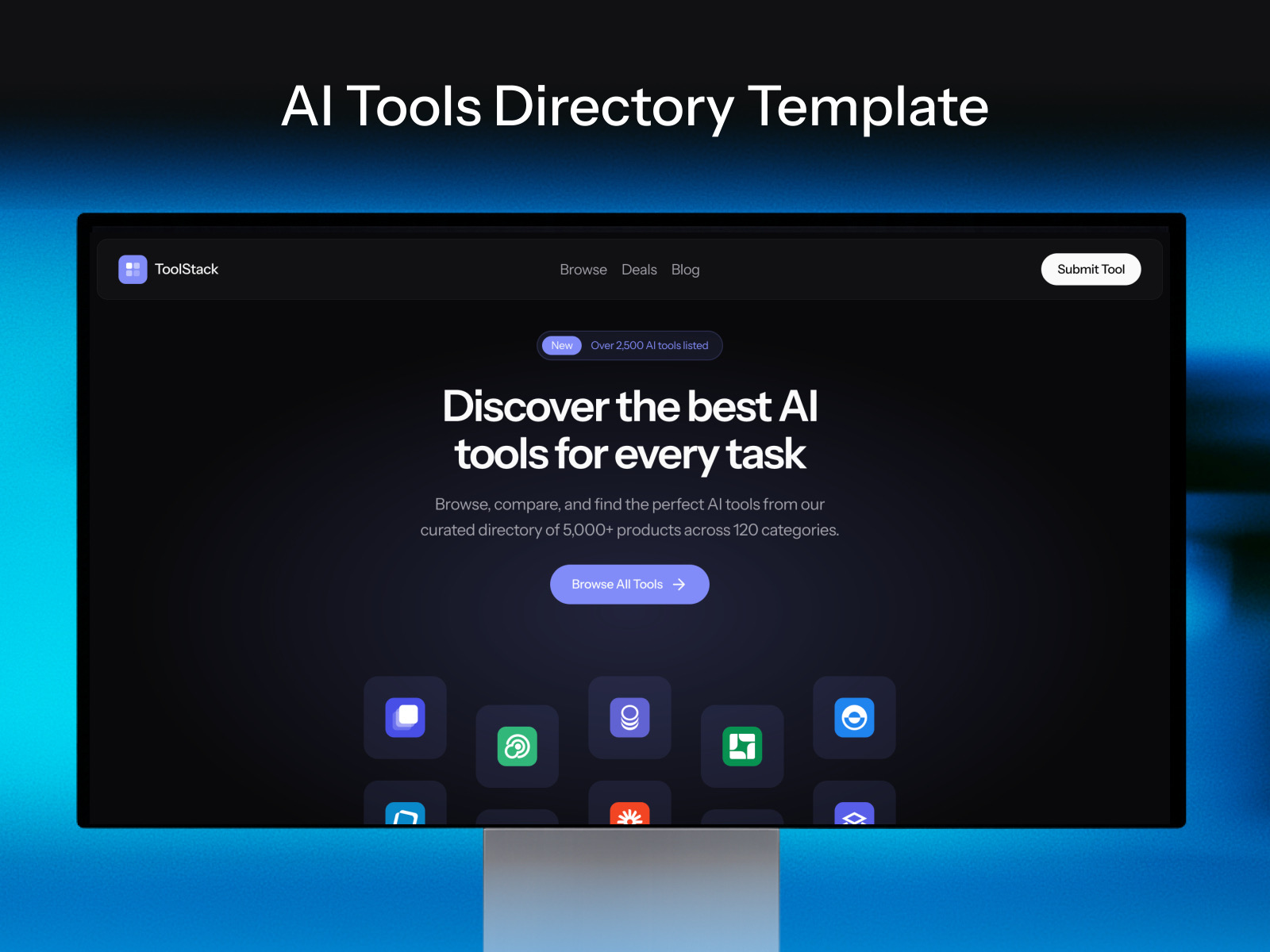Toolstack – Free AI Tools Directory Framer Template preview