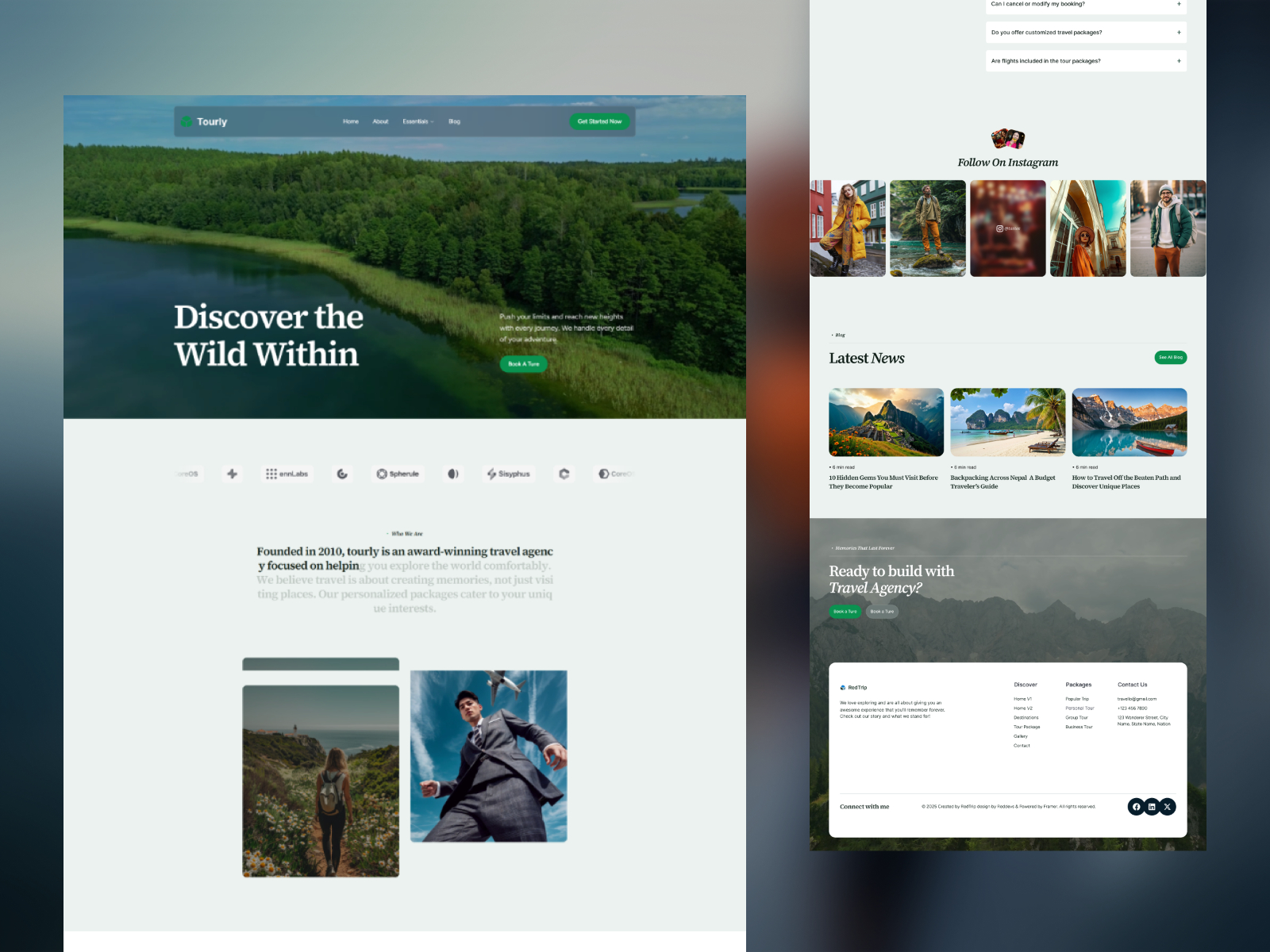 Tourly — Free Blog Framer Template preview