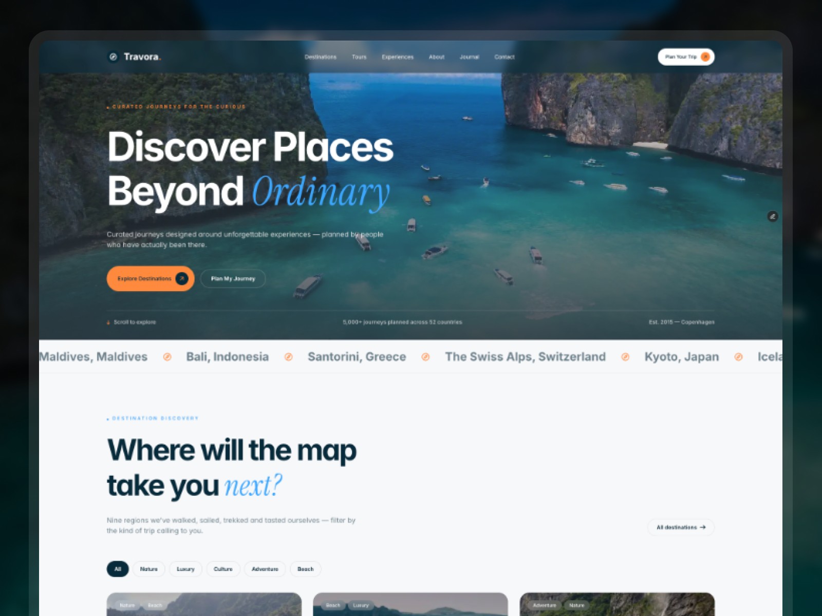 Travora — Free Free Website Template by Pilgrims Design — Free Travel Template for Framer by Pilgrims Design preview