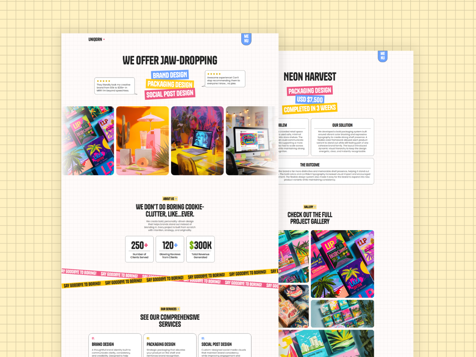 UNIQORN — Free Retro Colorful Agency Portfolio Framer Template preview