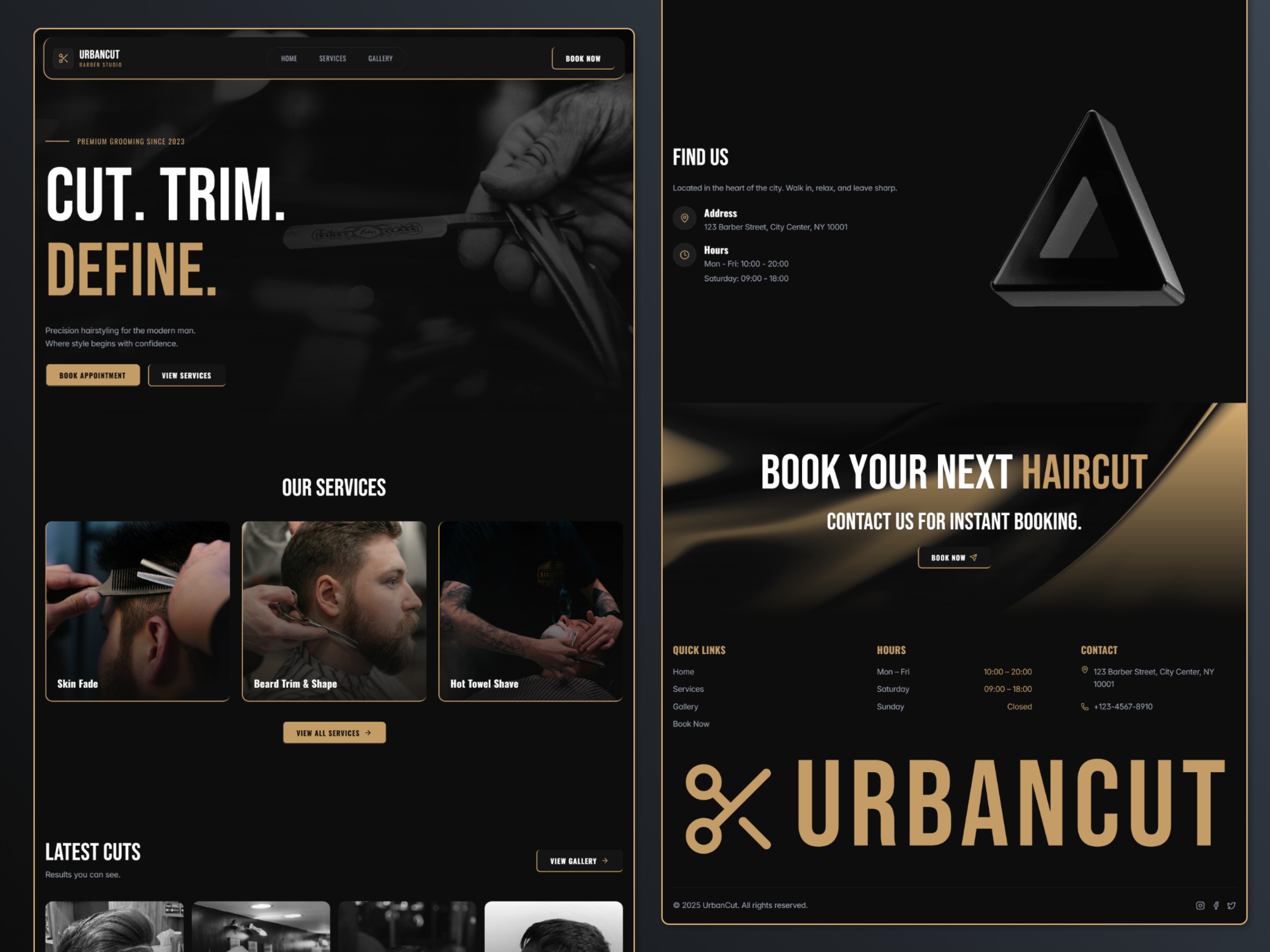 UrbanCut: Free Hair &amp; Beauty Website Template by Tanzil Rayhan — Free Agency Framer Template preview