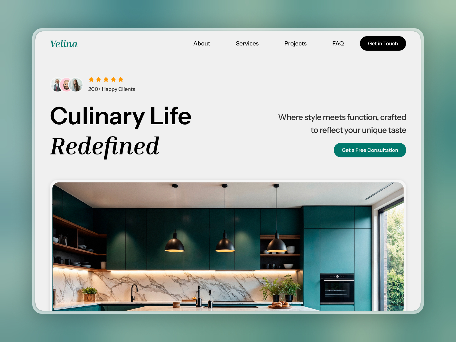Velina — Free Kitchen Remodeling Landing Framer Template preview