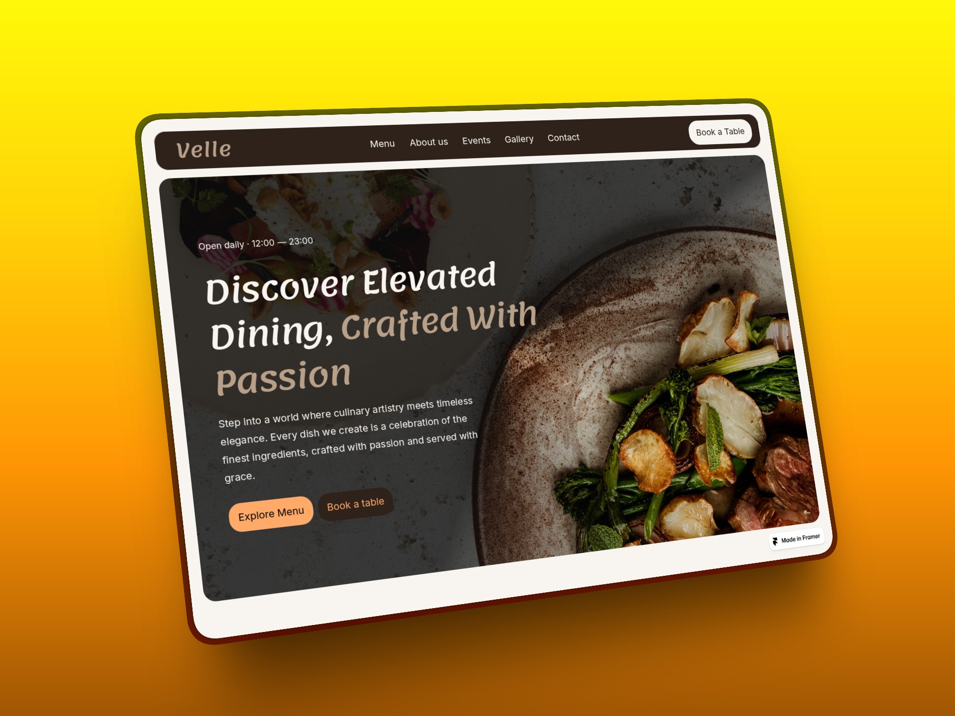 Velle — Free Ecommerce Website Template by Darius Pasecinic — Free Food Template for Framer by Darius Pasecinic preview