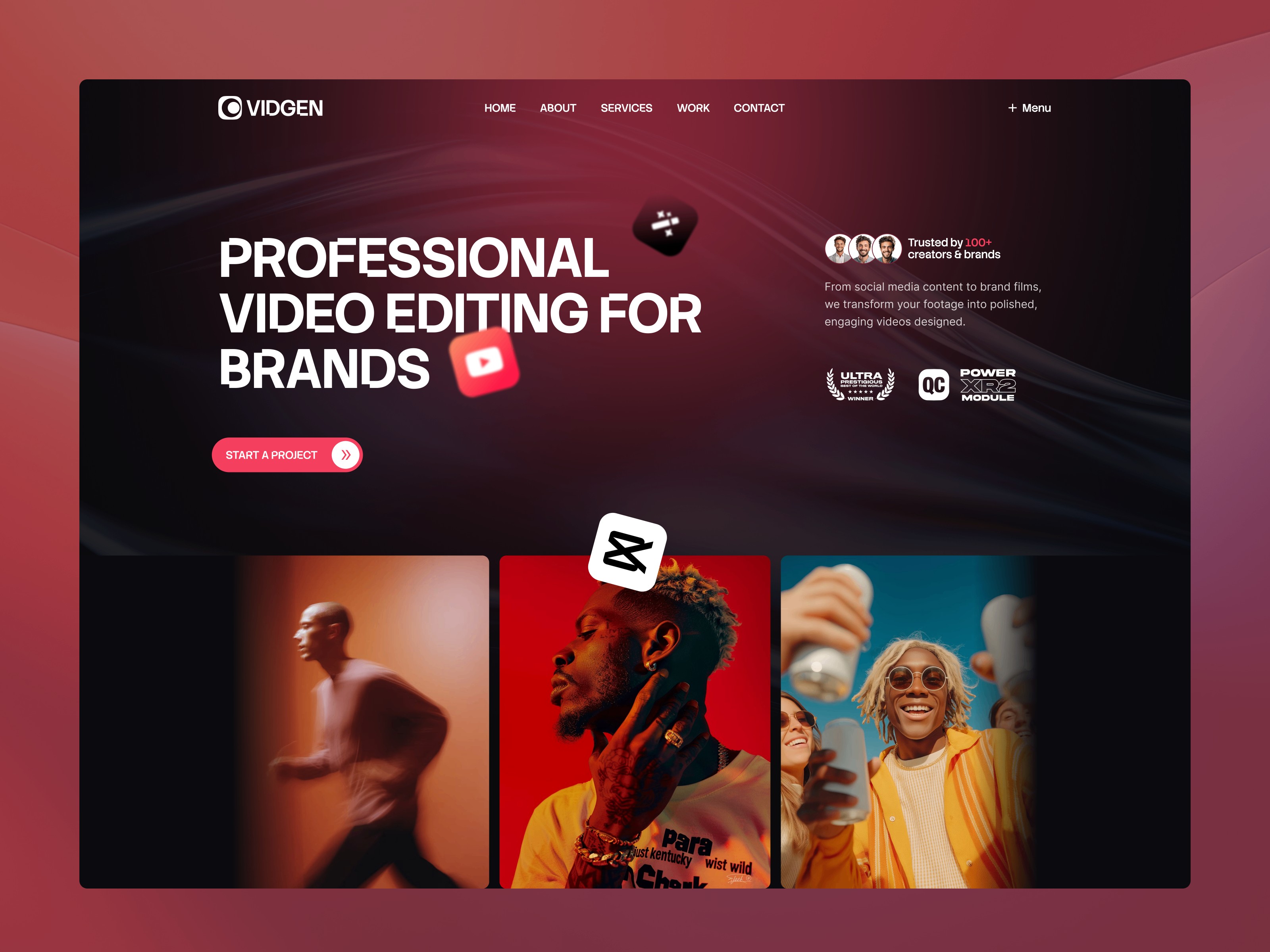 Vidgen — Free Portfolio Website Template by Tempbix — Free Events Template for Framer by Tempbix preview