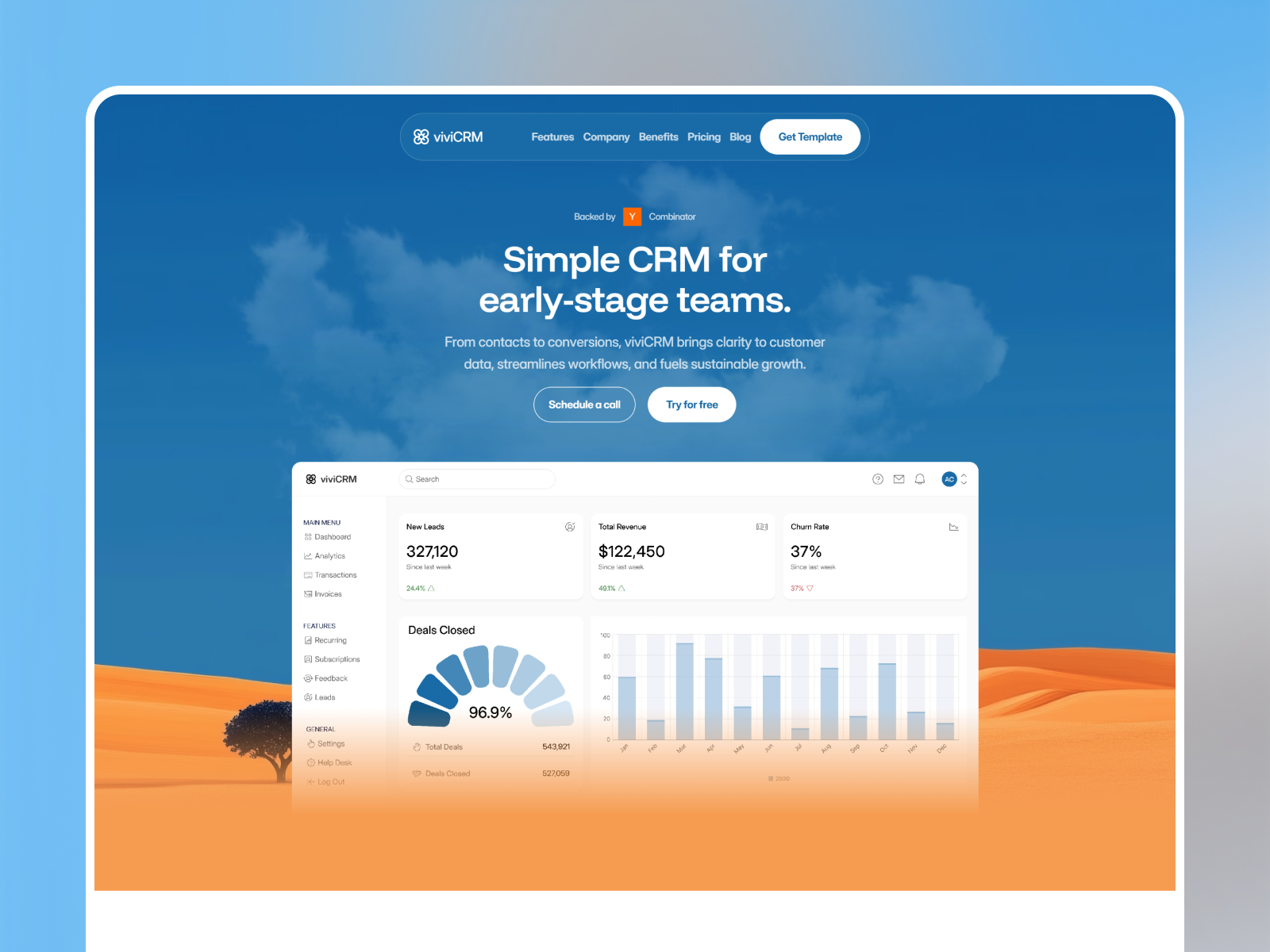 vivi CRM — Free SaaS Framer Template preview
