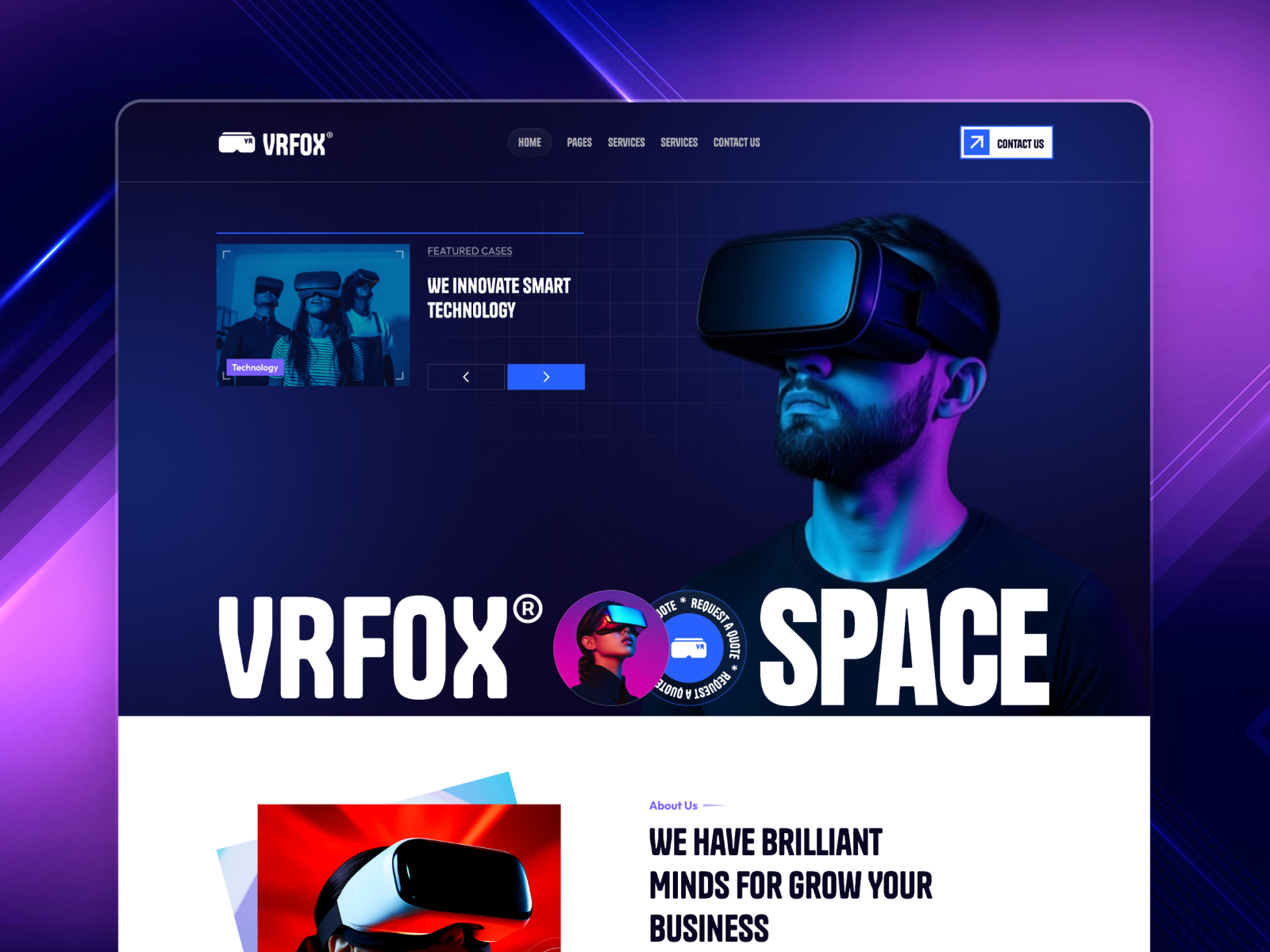 VRFOX — Free Events Framer Template preview