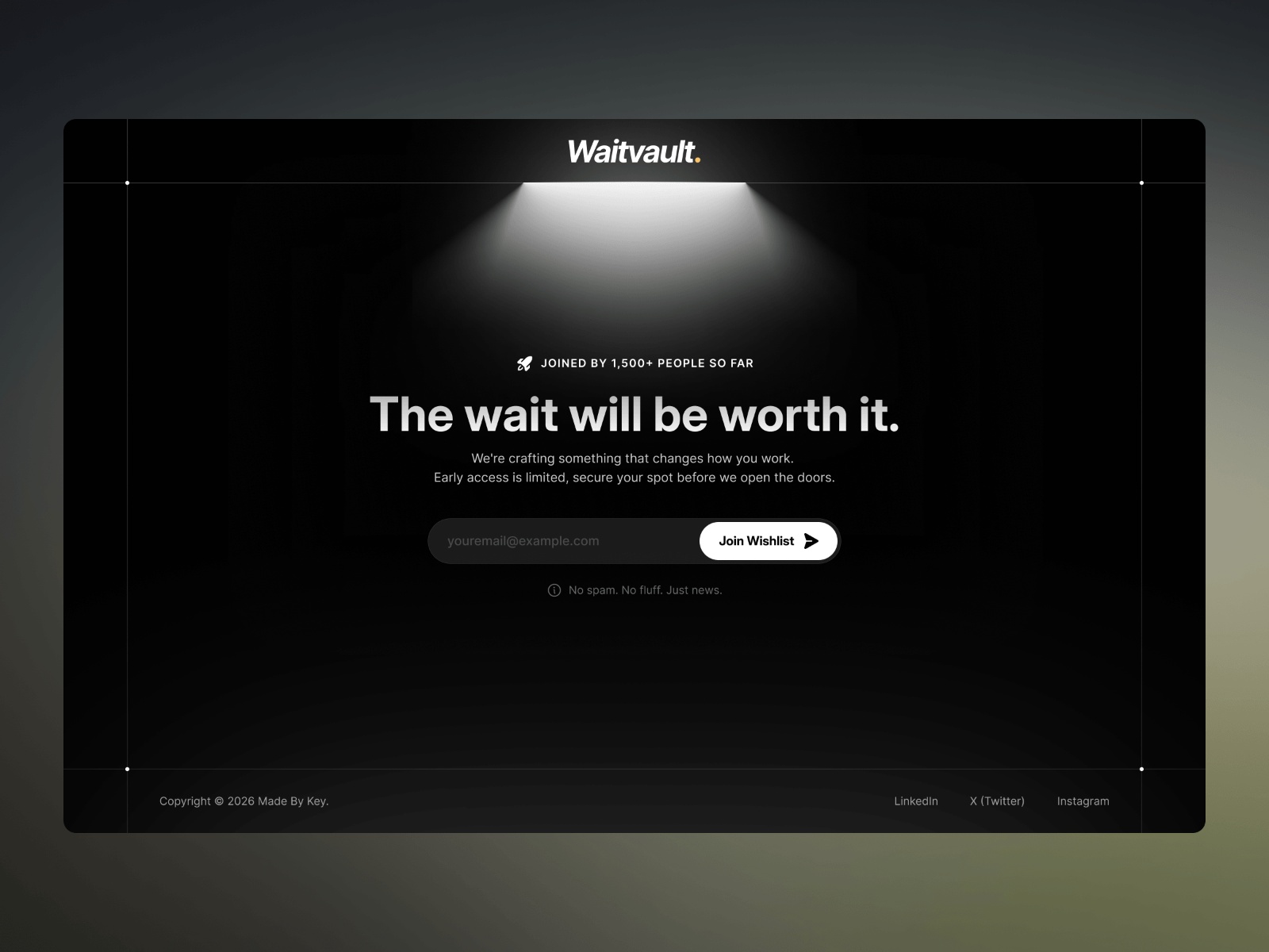 Waitvault — Free Landing Page Framer Template preview