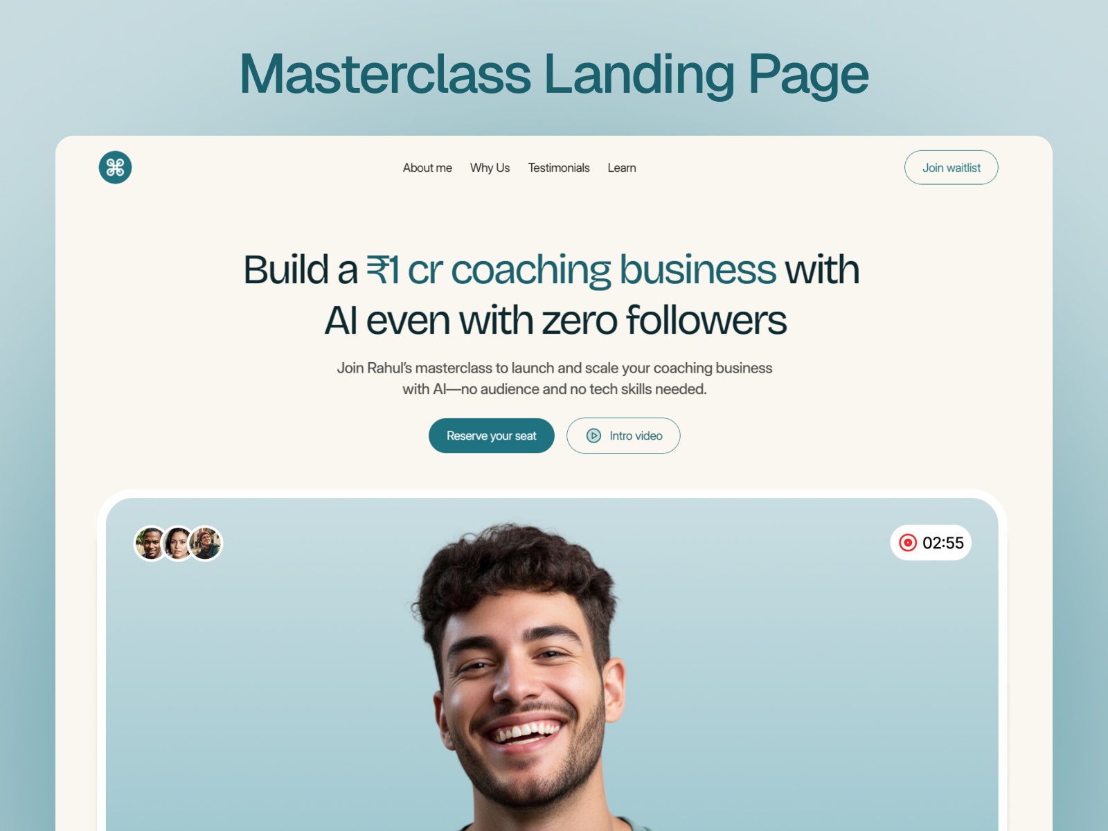 Zoom Webinar Reg.: Free Landing Page Website Template by Ansar Ansu — Free Education Framer Template preview